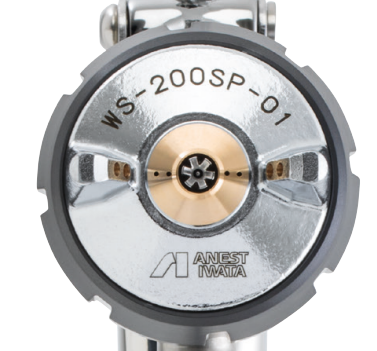 Pistol de vopsit profesional Anest Iwata WS-200SP Split Nozzle duza aer detaliu