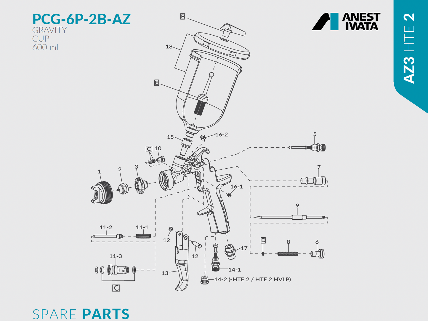 Pistol de vopsit AZ3 HTE2 Air Gunsa universal