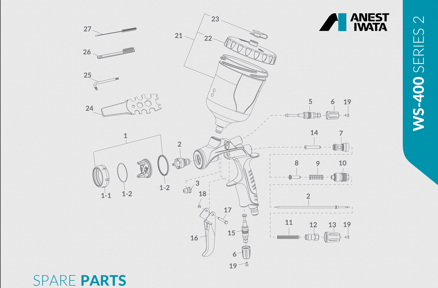 Pistol de vopsit Anest Iwata WS-400SR2 Base Pininfarina – Eco si Pro Set pentru vopsea auto
