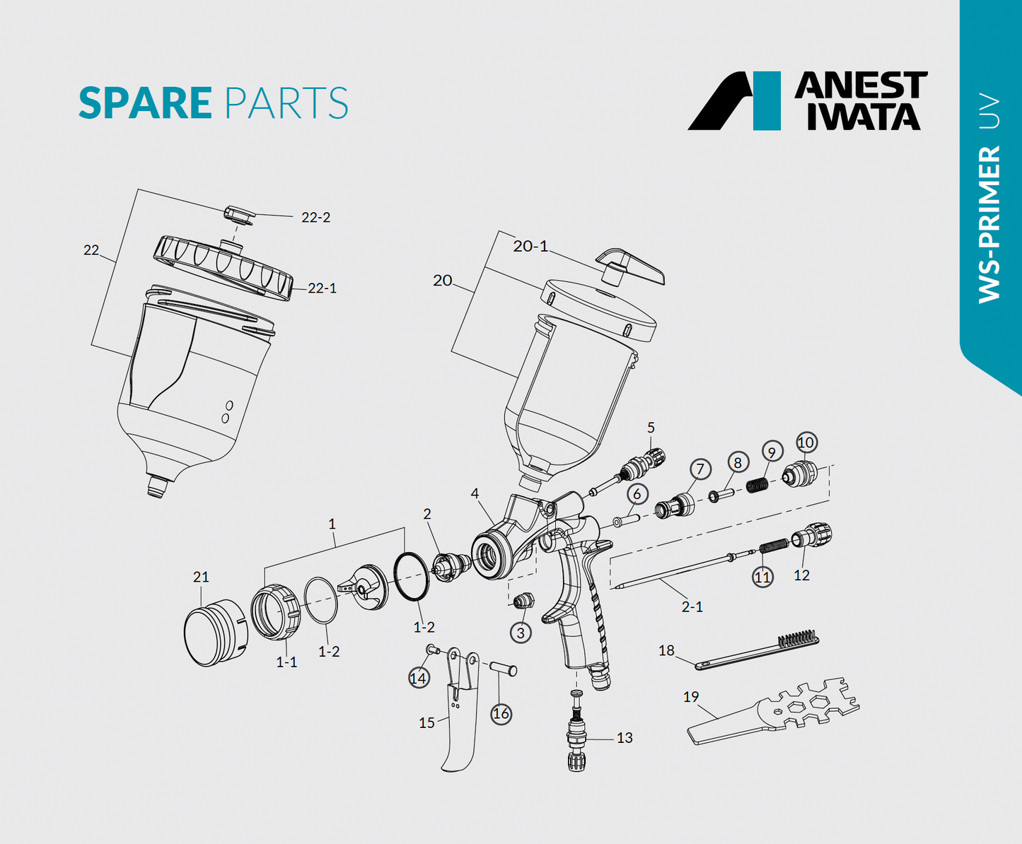 Pistol de vopsit profesional WS-PRIMER UV Anest Iwata pentru aplicare grund
