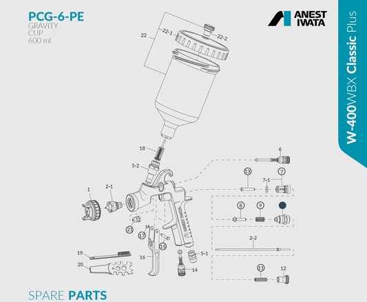 Pistol de vopsit W-400 WBX Anest Iwata – pistol profesional pentru lac auto