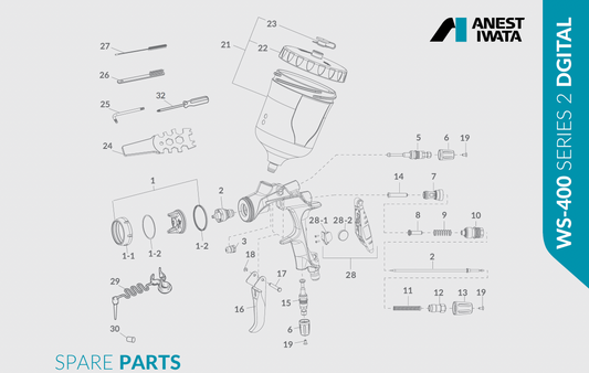 Pistol de vopsit Anest Iwata WS-400SR2 Clear Pininfarina Pro Set