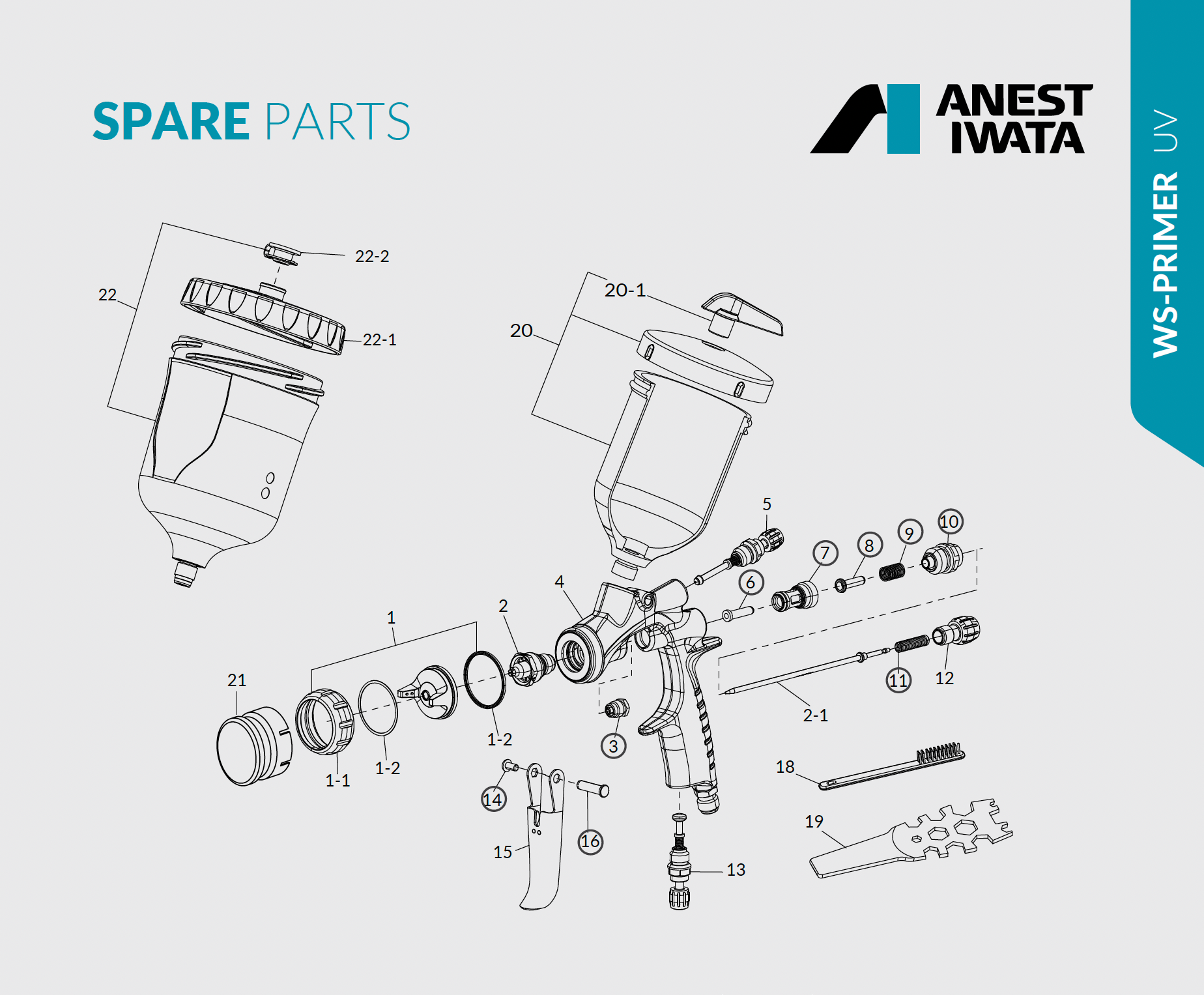 Pistol de vopsit profesional WS-PRIMER UV Anest Iwata pentru aplicare grund 