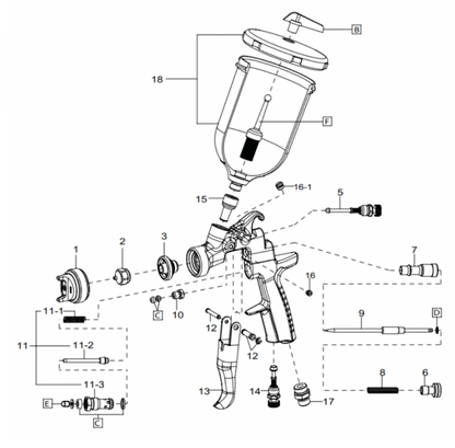 Pistol de vopsit AZ3 HTE-S Chrom IMPACT AIR GUNSA - Anest Iwata Group